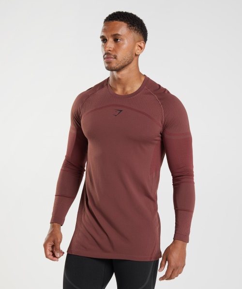 Gymshark 315 Camiseta Manga Longa Marrom Cereja