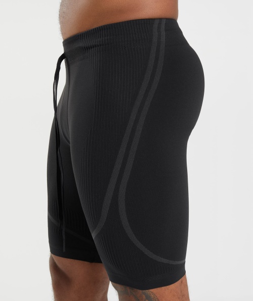 Gymshark 315 Shorts 1/2 Sem Costura Preto-carvão Cinza
