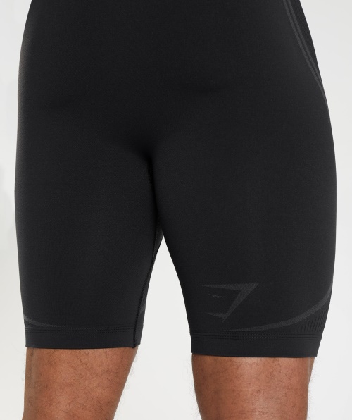 Gymshark 315 Shorts 1/2 Sem Costura Preto-carvão Cinza