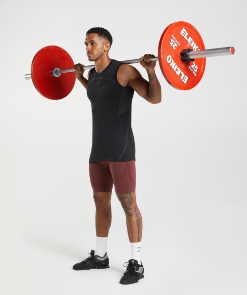 Gymshark 315 Sem Costura 1/2 Shorts Cereja Marrom-atlético Marrom