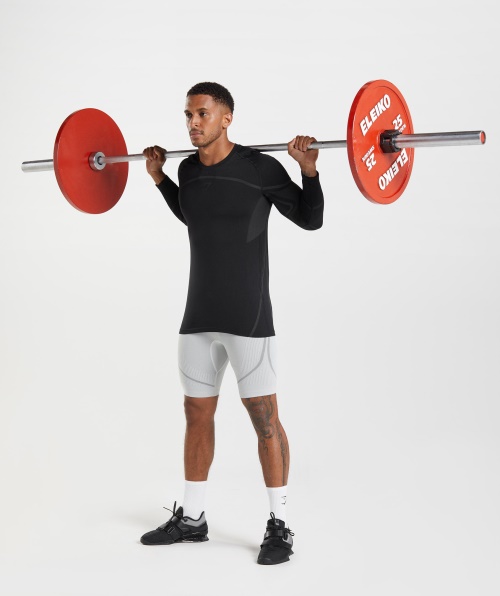 Shorts Gymshark 315 Sem Costura 1/2 Cinza Claro Cinza Carvão