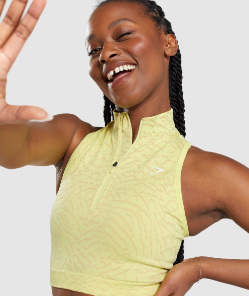 Gymshark Adapt Animal Colheita Sem Costura 1/2 Zip Híbrido-vaga-lume Amarelo