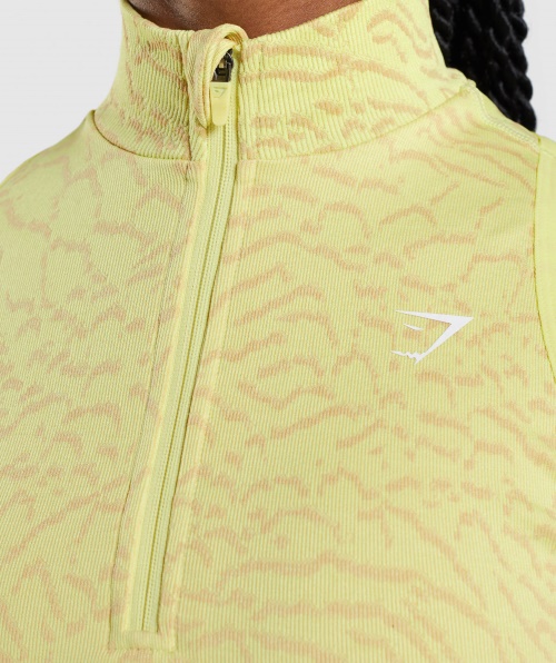 Gymshark Adapt Animal Colheita Sem Costura 1/2 Zip Híbrido-vaga-lume Amarelo