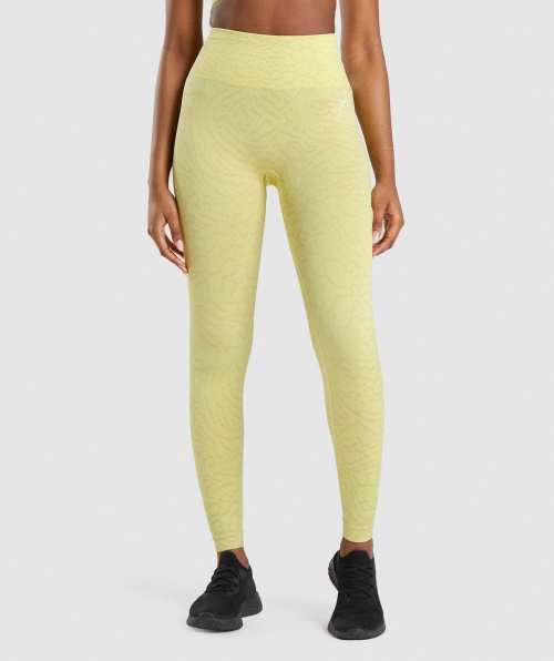 Gymshark Adapte Leggings Sem Costura Animal Híbrido-vaga-lume Amarelo