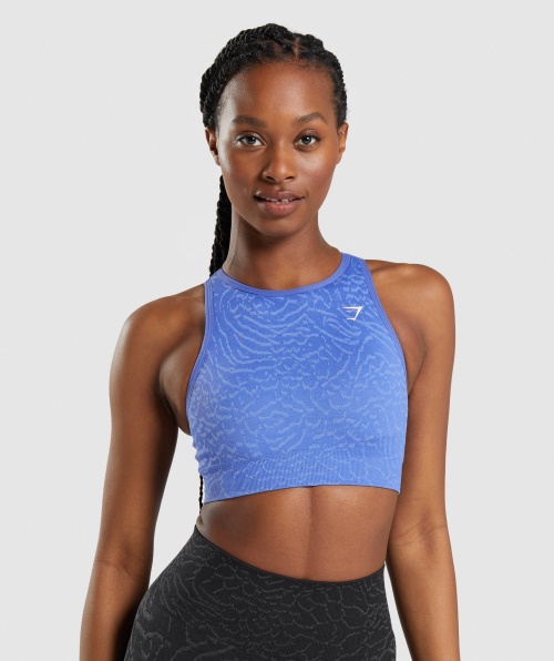 Gymshark Adapt Animal Sutiã Esportivo Sem Costura Híbrida Quadra Azul