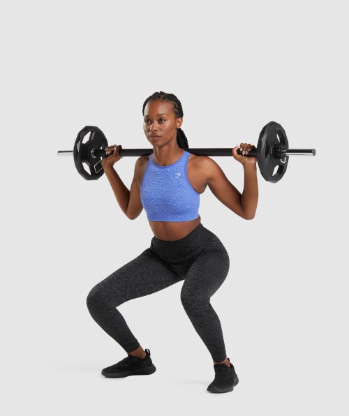 Gymshark Adapt Animal Sutiã Esportivo Sem Costura Híbrida Quadra Azul