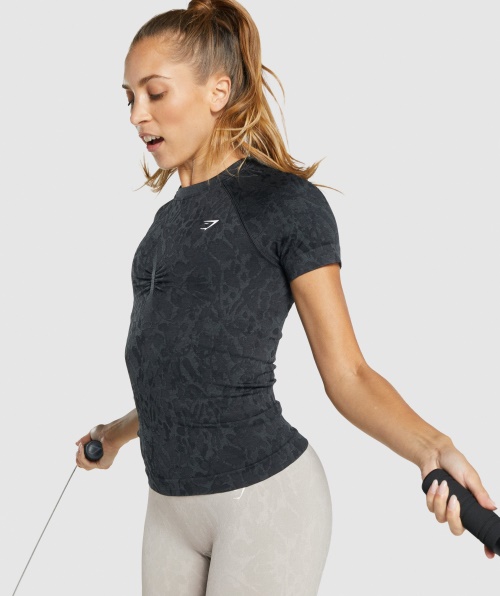 Camiseta Gymshark Adapt Animal Sem Costura Borboleta-preta