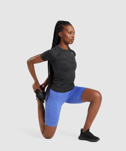 Gymshark Adapte Camiseta Sem Costura Animal Híbrida-preta