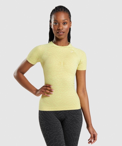 Gymshark Adapte Camiseta Sem Costura Animal Híbrido-vaga-lume Amarelo