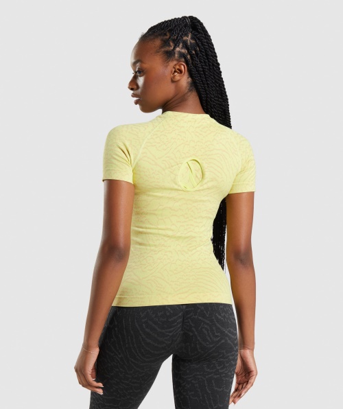 Gymshark Adapte Camiseta Sem Costura Animal Híbrido-vaga-lume Amarelo