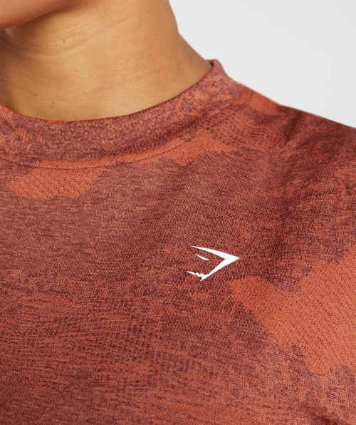 Gymshark Adapt Camo Cropped Sem Costura Lava-storm Vermelho-cereja Marrom