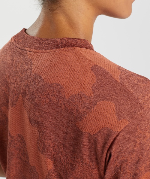 Gymshark Adapt Camo Cropped Sem Costura Lava-storm Vermelho-cereja Marrom