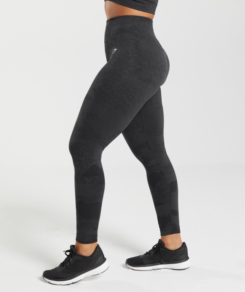 Gymshark Adapte Legging Camuflada Sem Costura Cinza Lava-preto-ônix