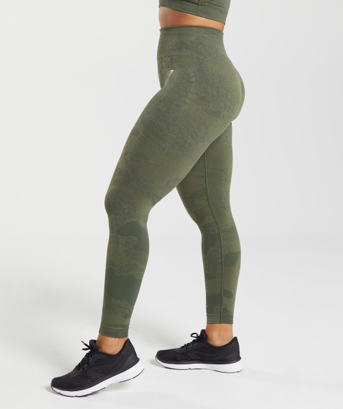 Gymshark Adapte Legging Camuflada Sem Costura Lava-musgo Oliva-núcleo Oliva