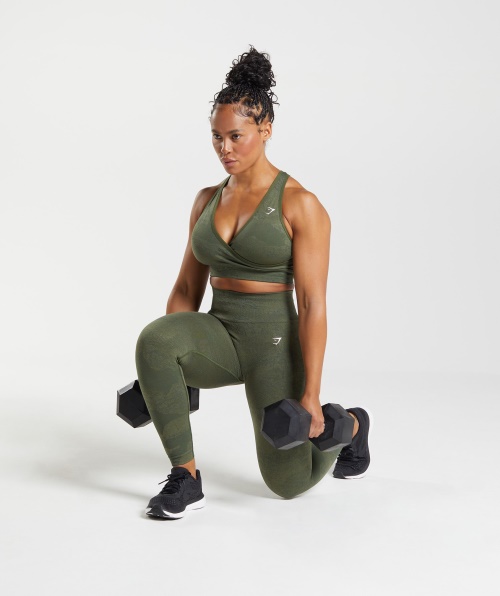 Gymshark Adapte Legging Camuflada Sem Costura Lava-musgo Oliva-núcleo Oliva