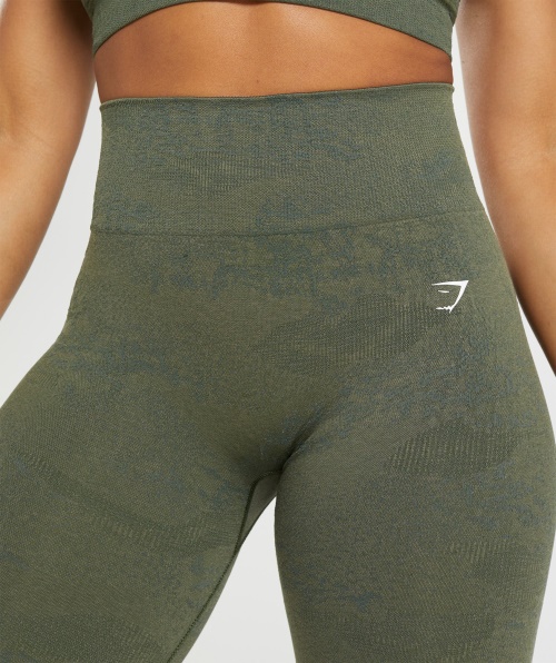 Gymshark Adapte Legging Camuflada Sem Costura Lava-musgo Oliva-núcleo Oliva