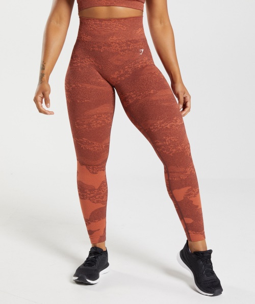 Gymshark Adapt Legging Camuflada Sem Costura Lava-storm Vermelho-cereja Marrom