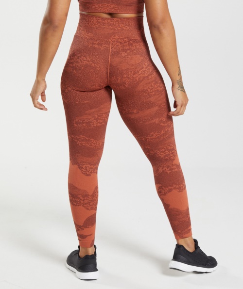 Gymshark Adapt Legging Camuflada Sem Costura Lava-storm Vermelho-cereja Marrom
