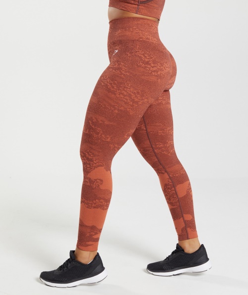 Gymshark Adapt Legging Camuflada Sem Costura Lava-storm Vermelho-cereja Marrom