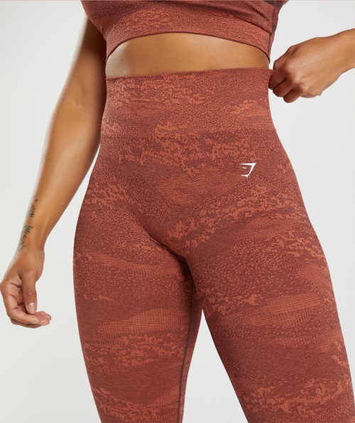 Gymshark Adapt Legging Camuflada Sem Costura Lava-storm Vermelho-cereja Marrom