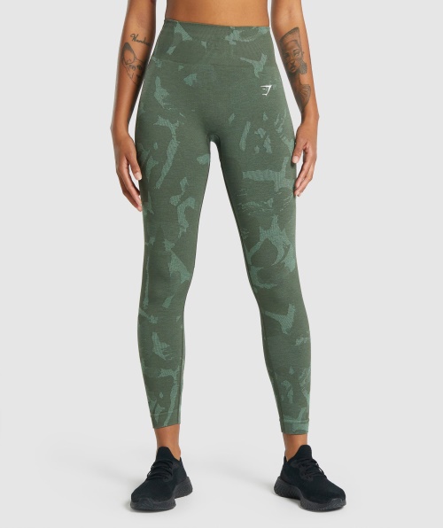 Gymshark Adapte Legging Sem Costura Camuflada Verde Savana