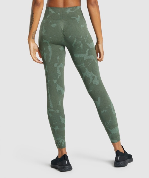 Gymshark Adapte Legging Sem Costura Camuflada Verde Savana