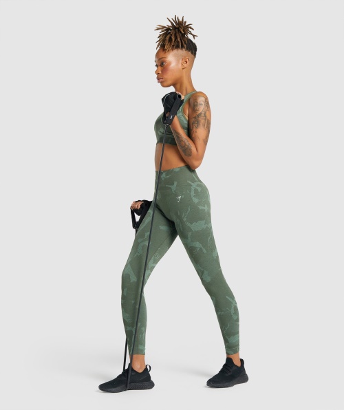 Gymshark Adapte Legging Sem Costura Camuflada Verde Savana