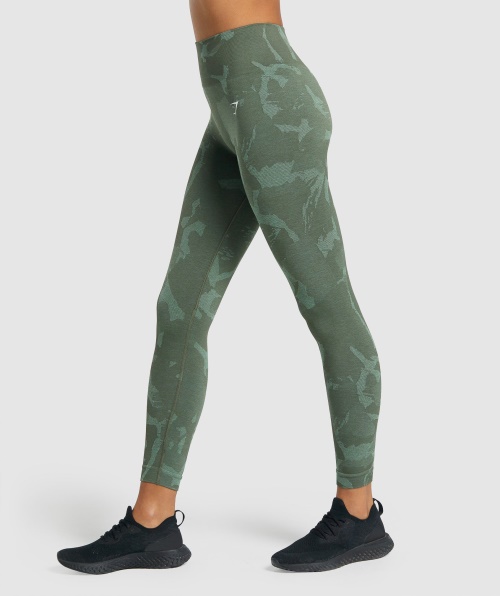 Gymshark Adapte Legging Sem Costura Camuflada Verde Savana