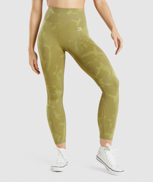 Gymshark Adapte Legging Sem Costura Camuflada Verde Savanna-griffin