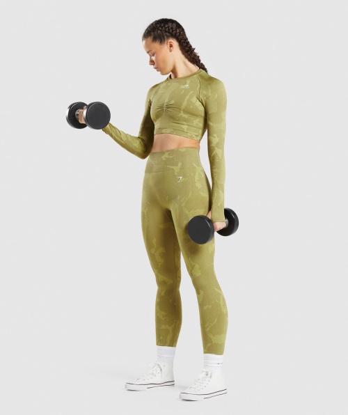 Gymshark Adapte Legging Sem Costura Camuflada Verde Savanna-griffin