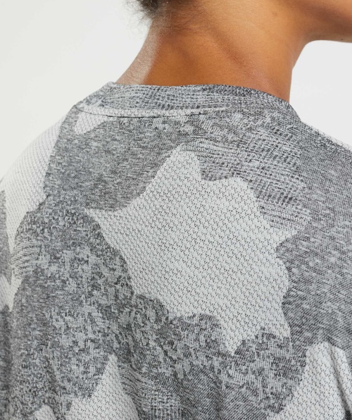 Gymshark Adapt Camuflagem Top Manga Longa Sem Costura Lava-claro Cinza-preto