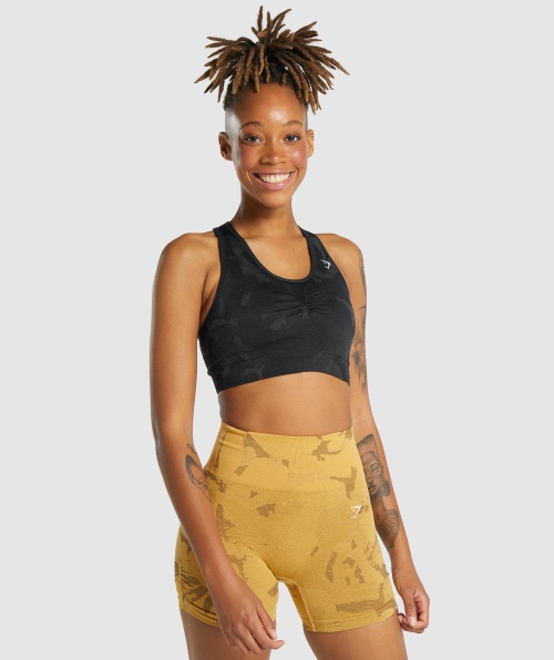 Gymshark Adapte Sutiã Esportivo Sem Costura Camuflado Nas Costas Savanna-black