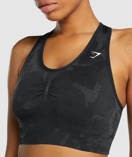 Gymshark Adapte Sutiã Esportivo Sem Costura Camuflado Nas Costas Savanna-black