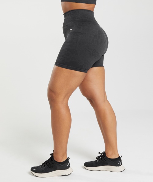 Gymshark Adapt Shorts Camuflado Sem Costura Cinza Lava-preto-ônix