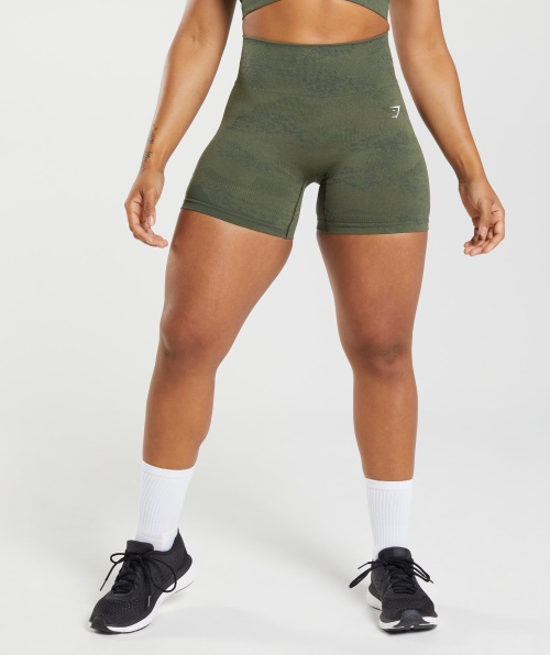 Gymshark Adapt Shorts Camuflado Sem Costura Lava-musgo Oliva-núcleo Oliva