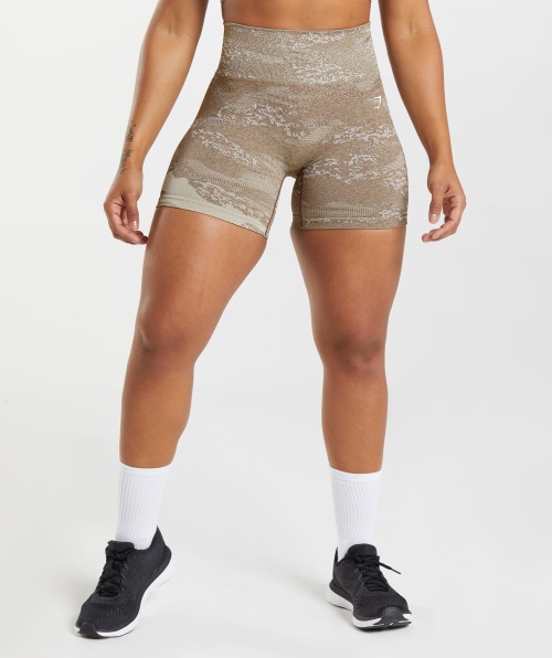 Gymshark Adapt Shorts Camuflado Sem Costura Lava-pebble Cinza-soul Marrom
