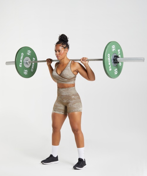 Gymshark Adapt Shorts Camuflado Sem Costura Lava-pebble Cinza-soul Marrom