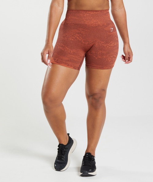 Gymshark Adapt Shorts Camuflado Sem Costura Lava-storm Vermelho-cereja Marrom