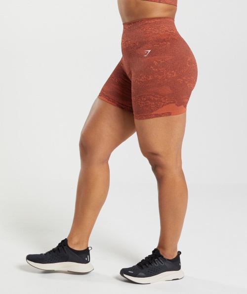 Gymshark Adapt Shorts Camuflado Sem Costura Lava-storm Vermelho-cereja Marrom
