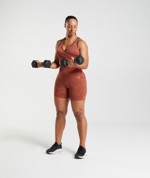 Gymshark Adapt Shorts Camuflado Sem Costura Lava-storm Vermelho-cereja Marrom