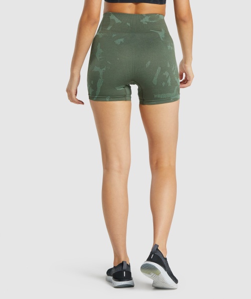 Gymshark Adapt Calção Sem Costura Camuflado Verde Savana