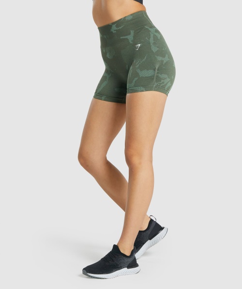 Gymshark Adapt Calção Sem Costura Camuflado Verde Savana