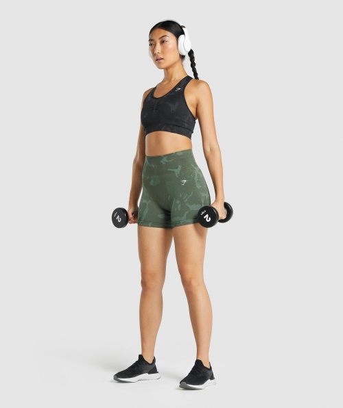 Gymshark Adapt Calção Sem Costura Camuflado Verde Savana
