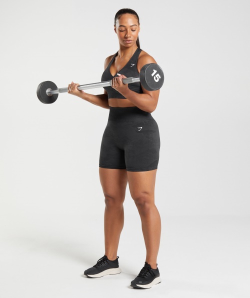 Gymshark Adapte Sutiã Esportivo Sem Costura Camuflado Cinza Lava-preto-ônix