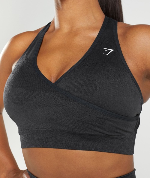 Gymshark Adapte Sutiã Esportivo Sem Costura Camuflado Cinza Lava-preto-ônix