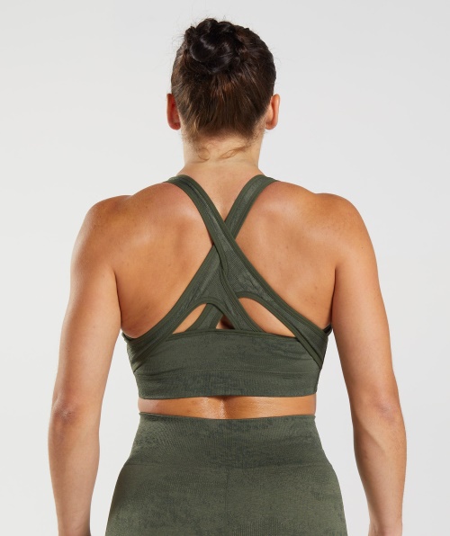 Gymshark Adapte Sutiã Esportivo Sem Costura Camuflado Lava-musgo Oliva-núcleo Oliva