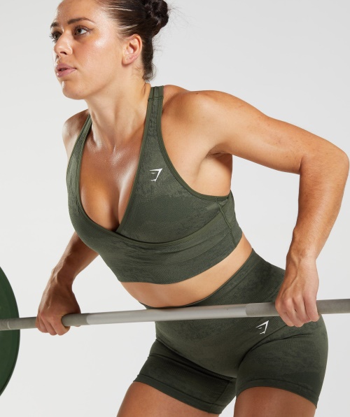 Gymshark Adapte Sutiã Esportivo Sem Costura Camuflado Lava-musgo Oliva-núcleo Oliva