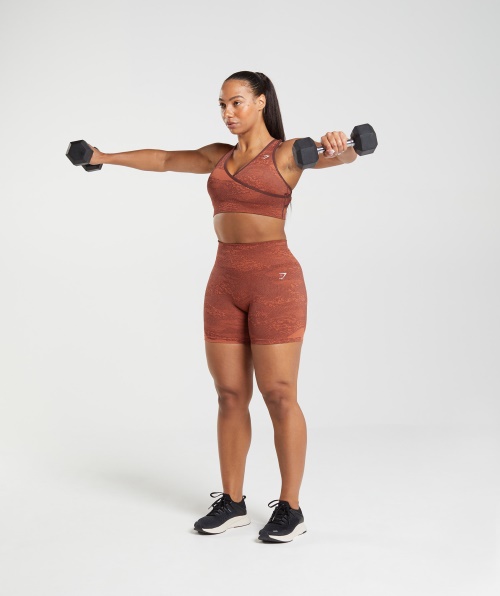 Gymshark Adapte Sutiã Esportivo Sem Costura Camuflado Lava| Tempestade Vermelho-cereja Marrom