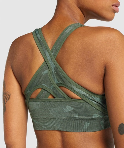 Gymshark Adapte Sutiã Esportivo Sem Costura Camuflado Verde-savana