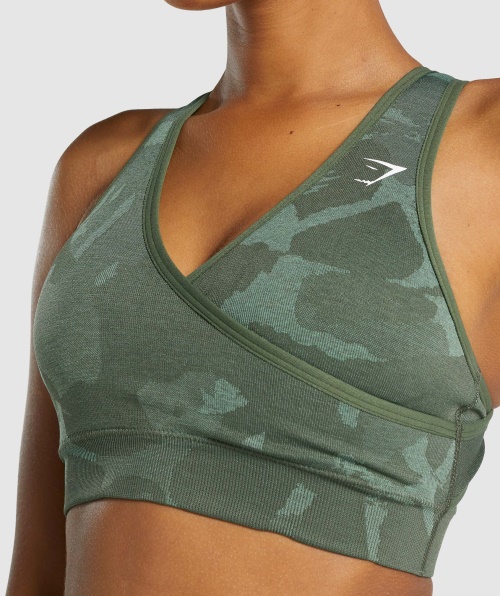 Gymshark Adapte Sutiã Esportivo Sem Costura Camuflado Verde-savana